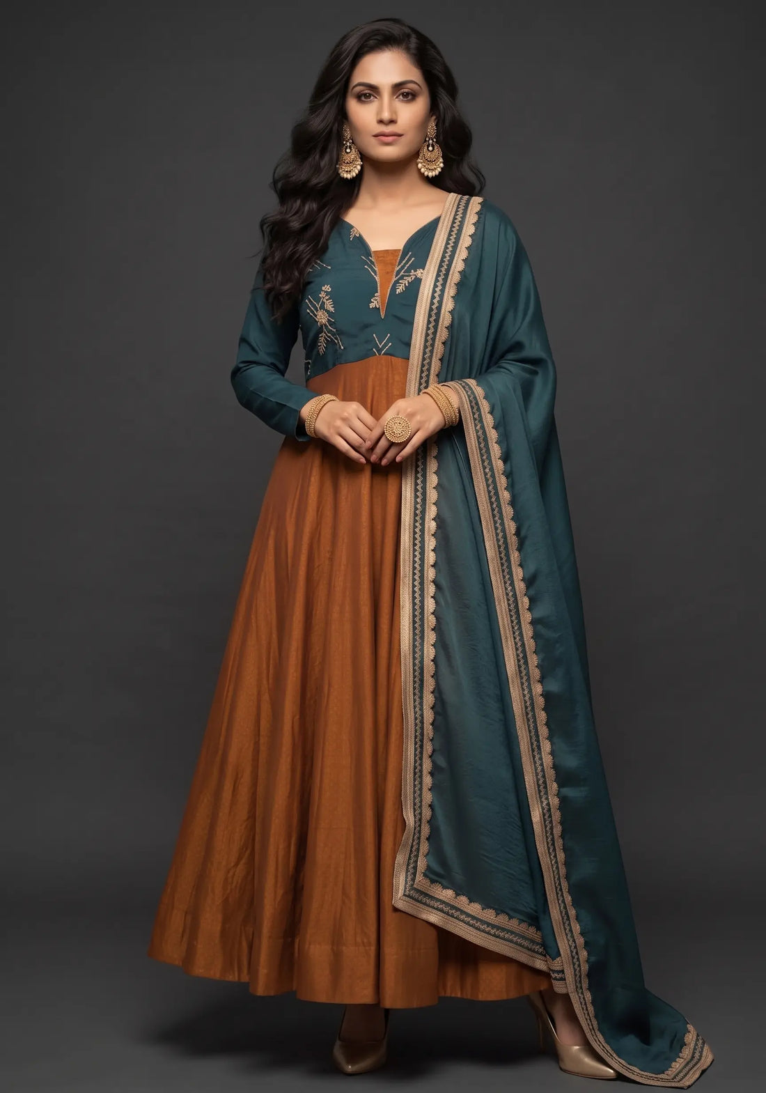 Palash Teal & Rust Suit Set