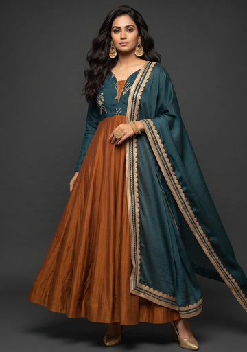 Palash Teal & Rust Suit Set