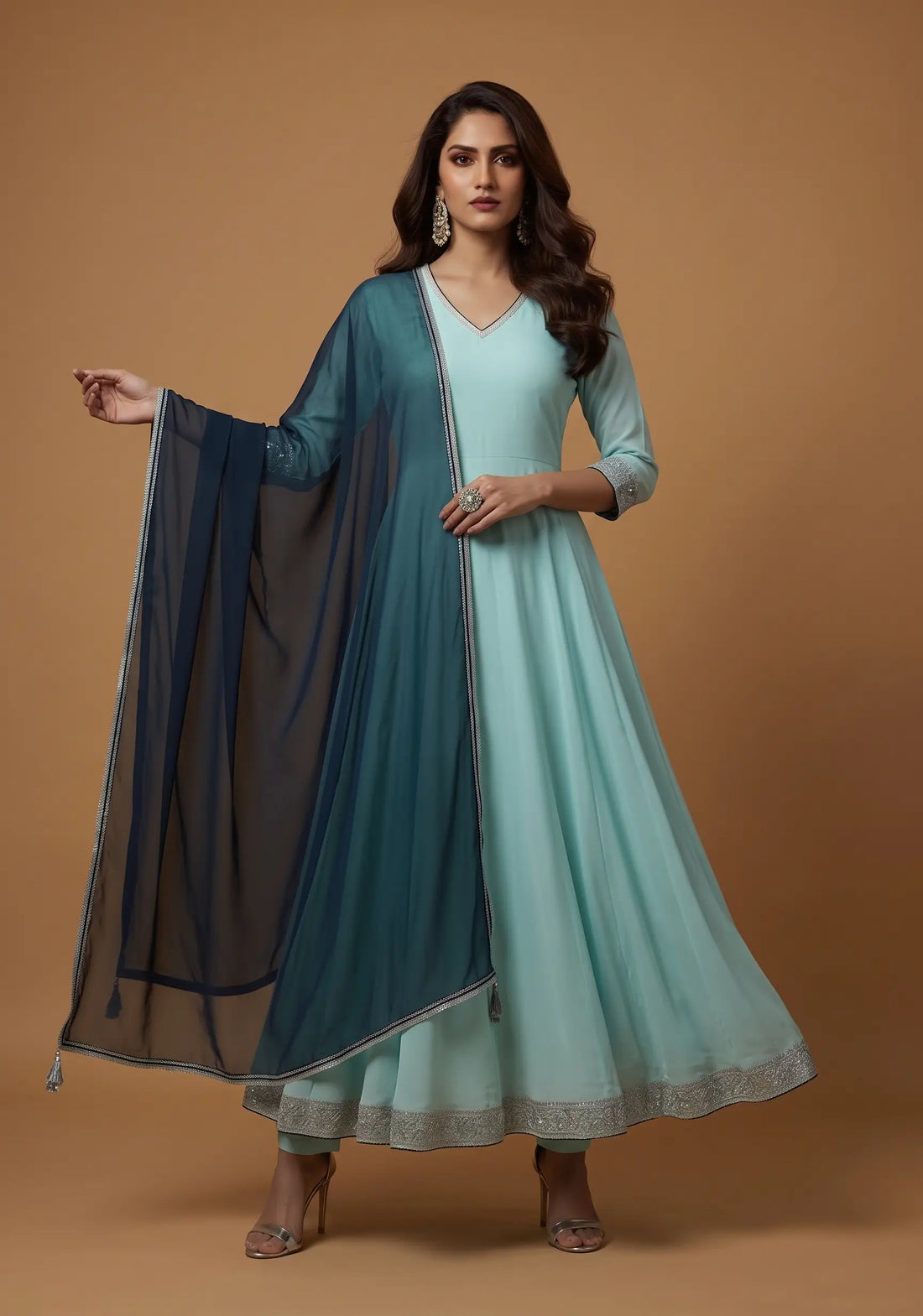 Tarini Aqua Navy Anarkali Set
