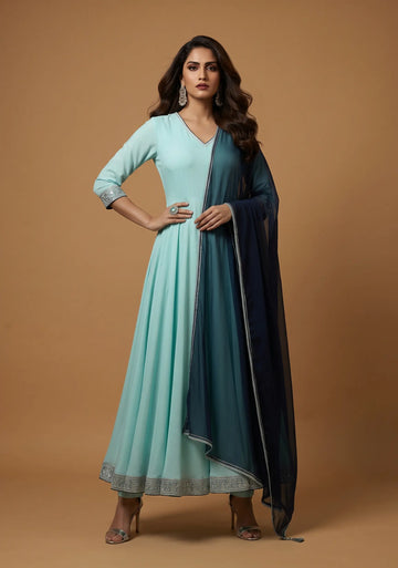 Tarini Aqua Navy Anarkali Set