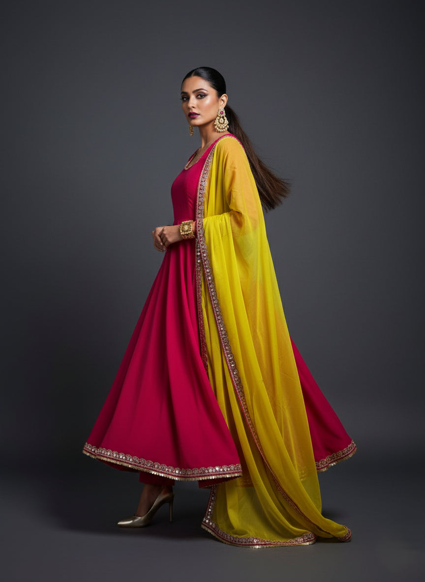 Crimson Charm Anarkali Set - 52726KS