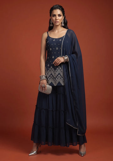 Eesha Navy Sharara Suit Set