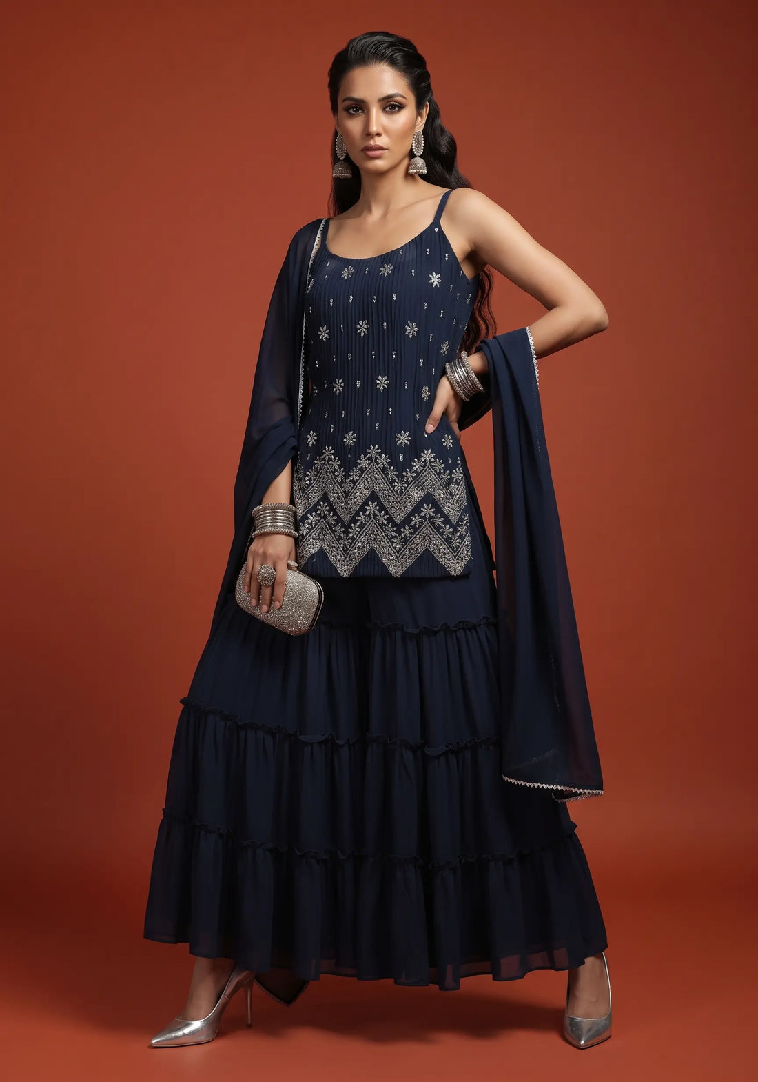 Eesha Navy Sharara Suit Set