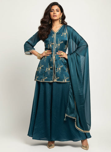 Midnight Grace Embroidered Kurti Set - 52732KS