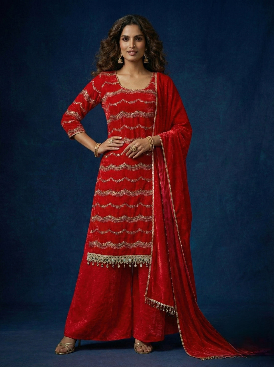 Scarlet Bloom Organza Kurti Set - 52740KS