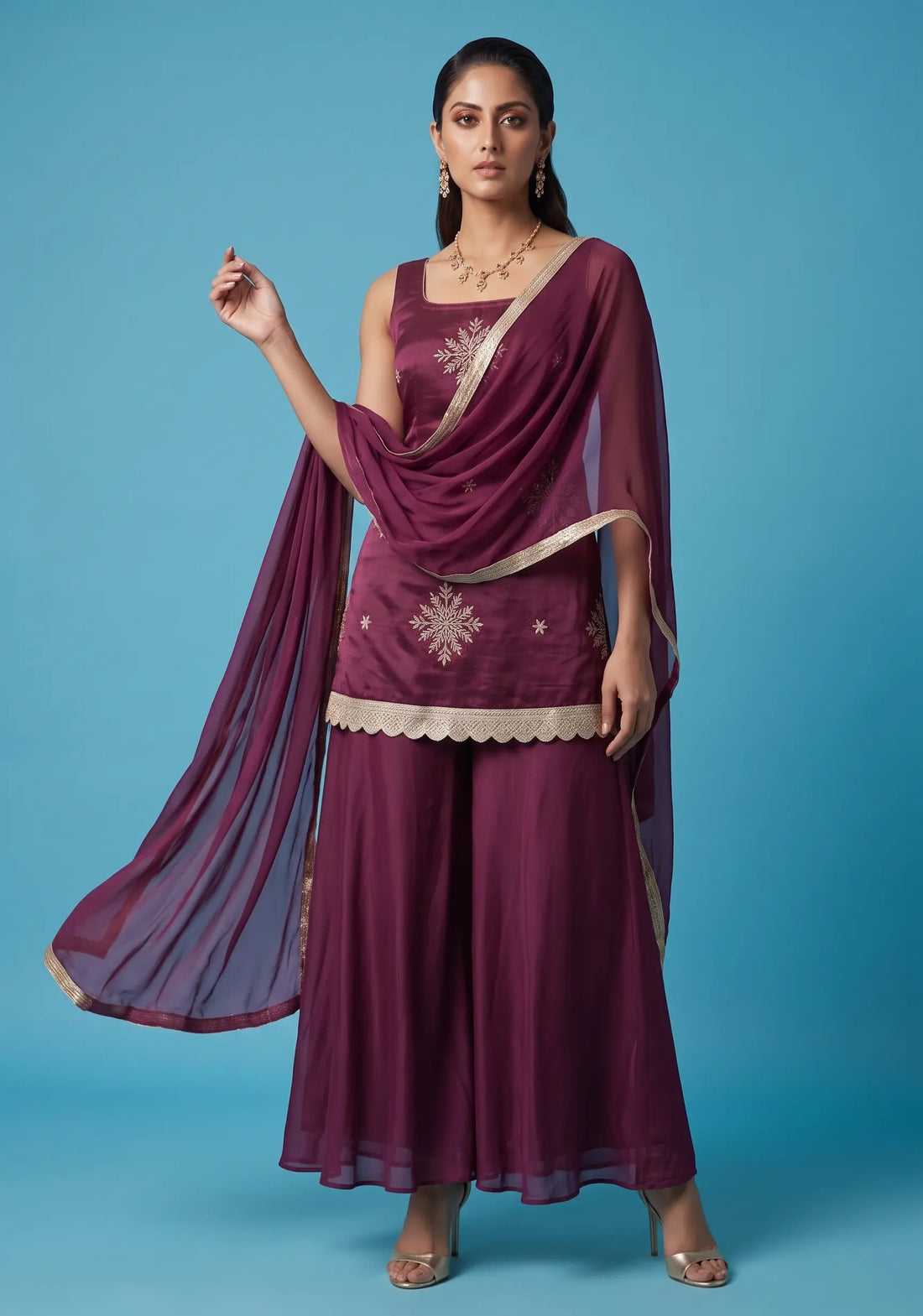 Aaranya Wine Suit Set