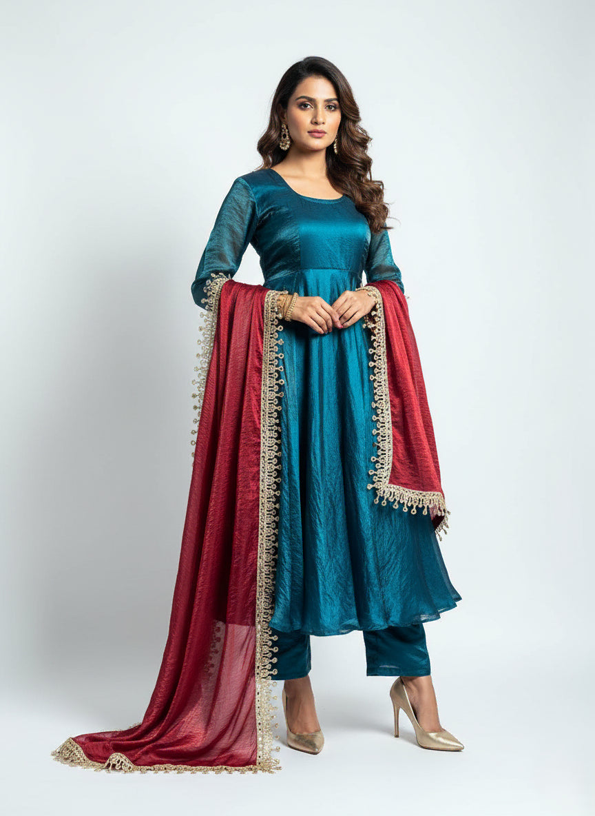 Teal Mirage Anarkali Set - 52746KS