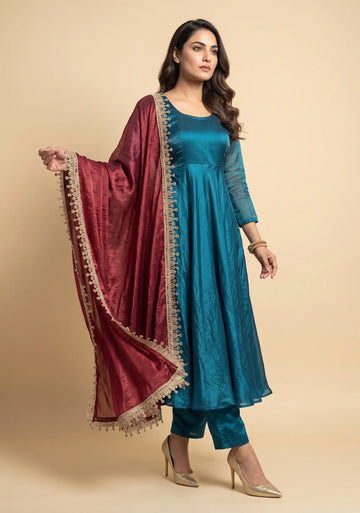 Teal Mirage Anarkali Set
