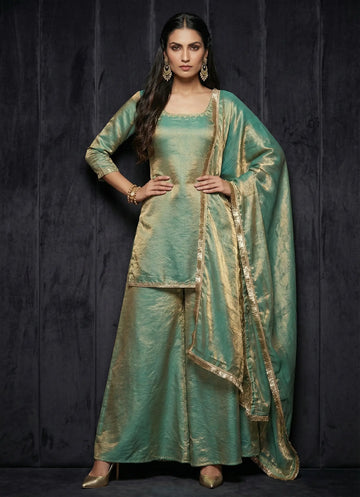 Sky Blue Kurti Palazzo Set- GB52750