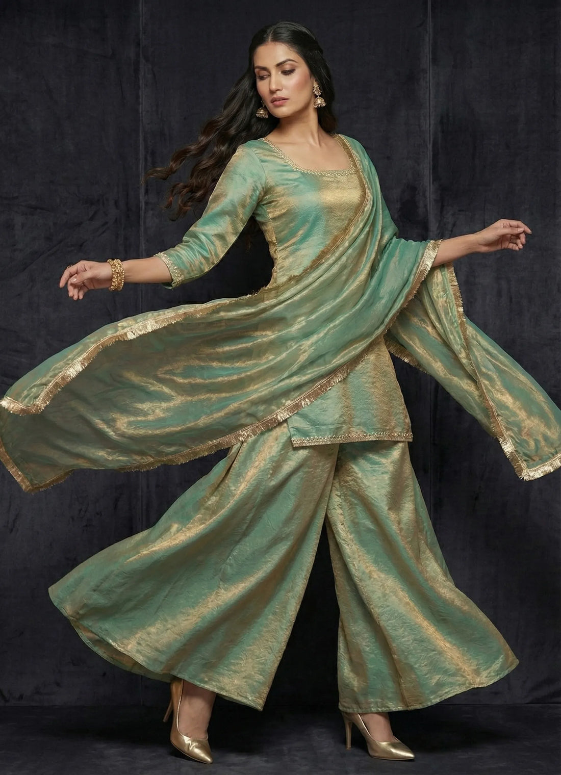 Sky Blue Kurti Palazzo Set- GB52750