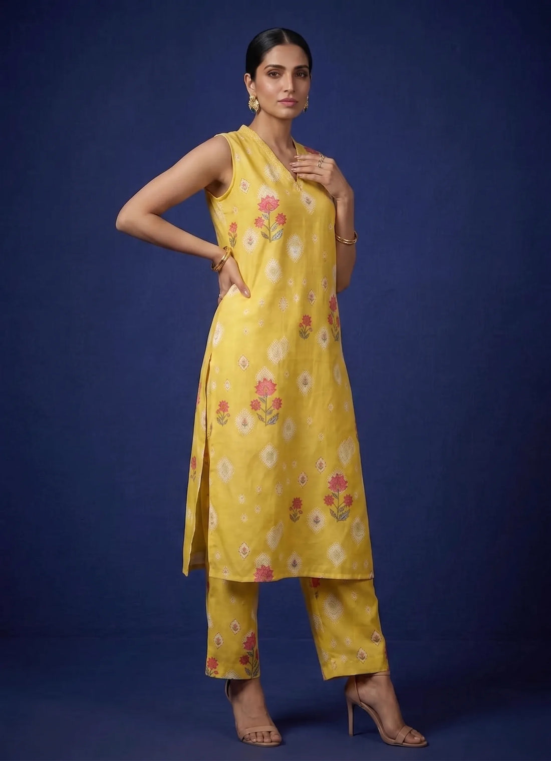 Sunlit Yellow Floral Cord Set
