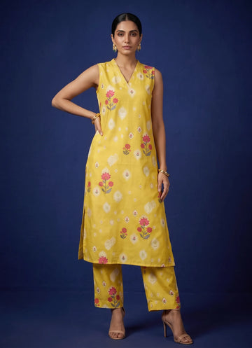 Sunlit Yellow Floral Cord Set