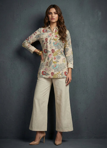 Ivory Floral Classic Kurti Set