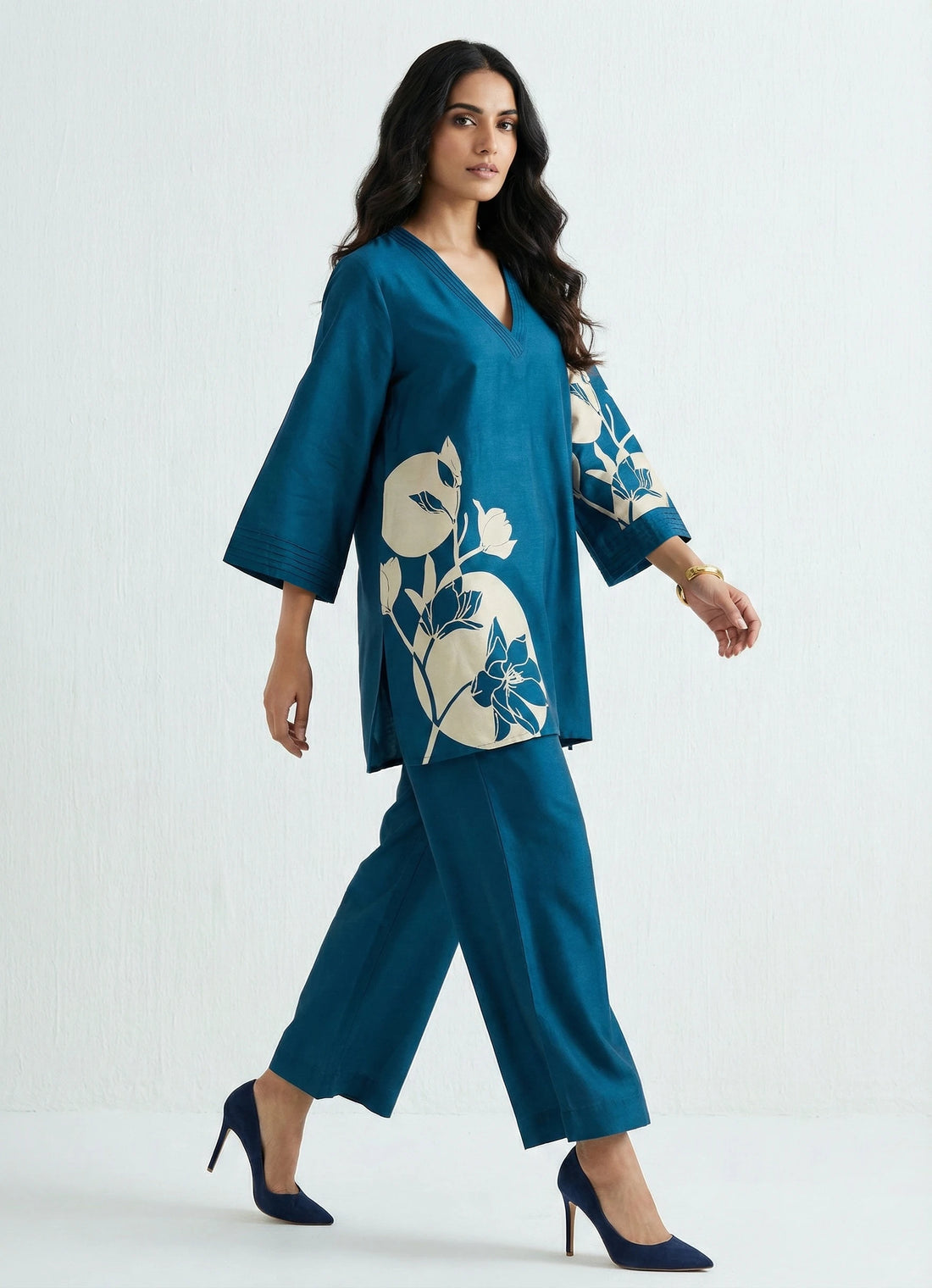 Oxford Blue Floral Silk Cord- Set