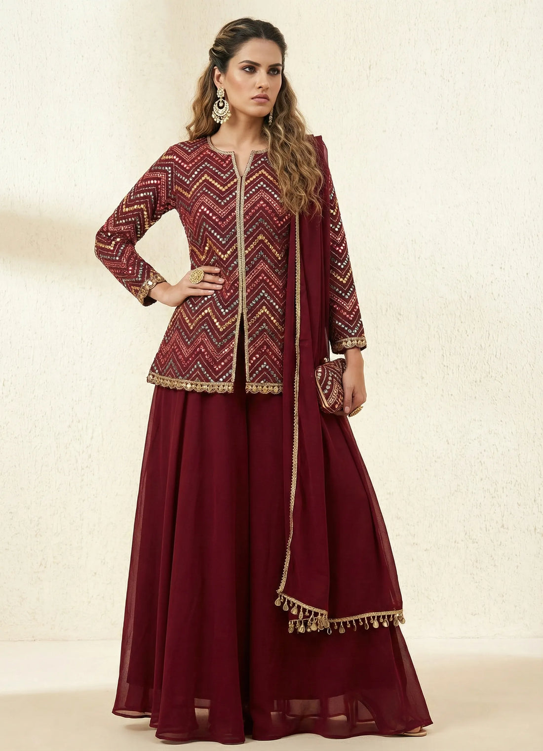 Ruhani Maroon Kurta Set