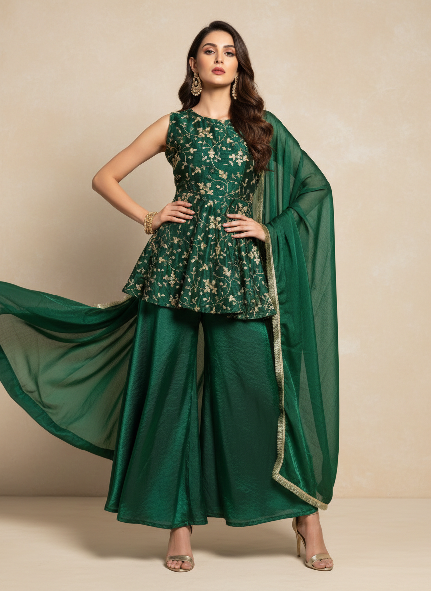 Celadon Bloom Peplum Set