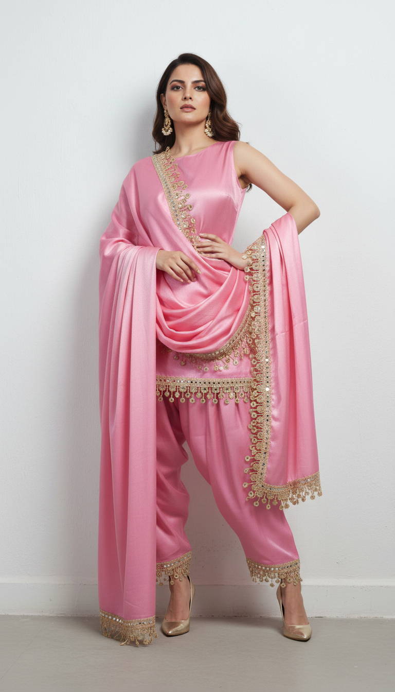 Blush Pink Luxe Kurti Set