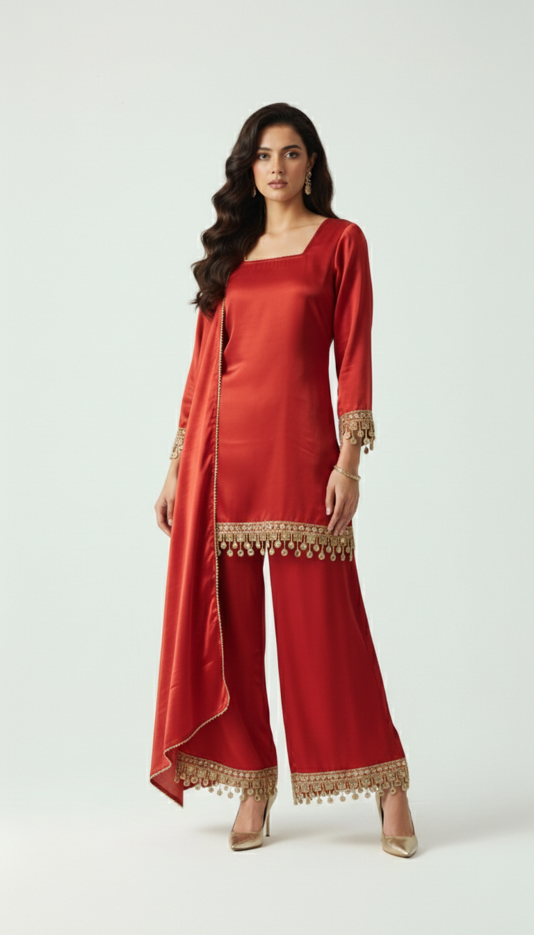 Ruby Red Regal Kurta Set