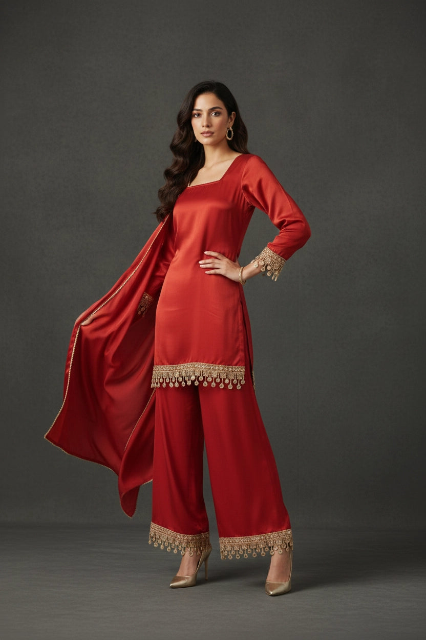 Ruby Red Regal Kurta Set