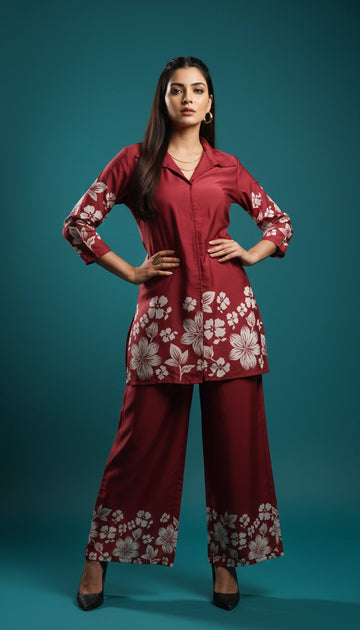 Crimson Bloom Co-Ord Set
