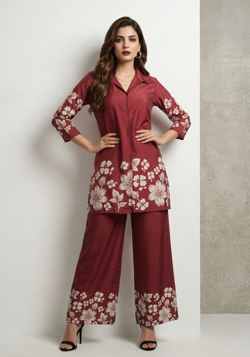 Crimson Bloom Co-Ord Set