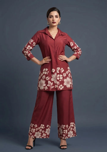 Crimson Bloom Co-Ord Set