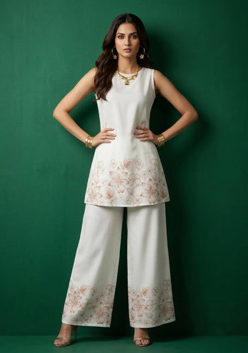 Ivory Bloom Sleeveless Co-Ord Set