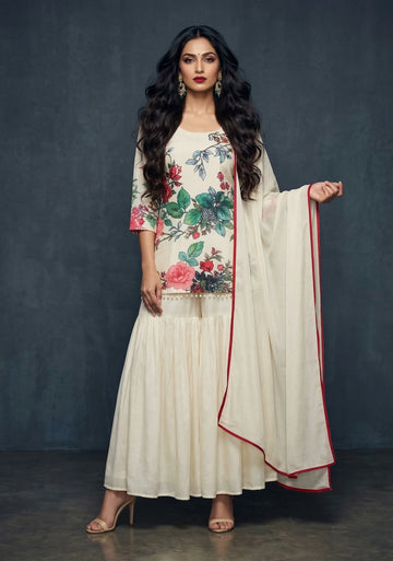 Ivory Bloom Sharara Set