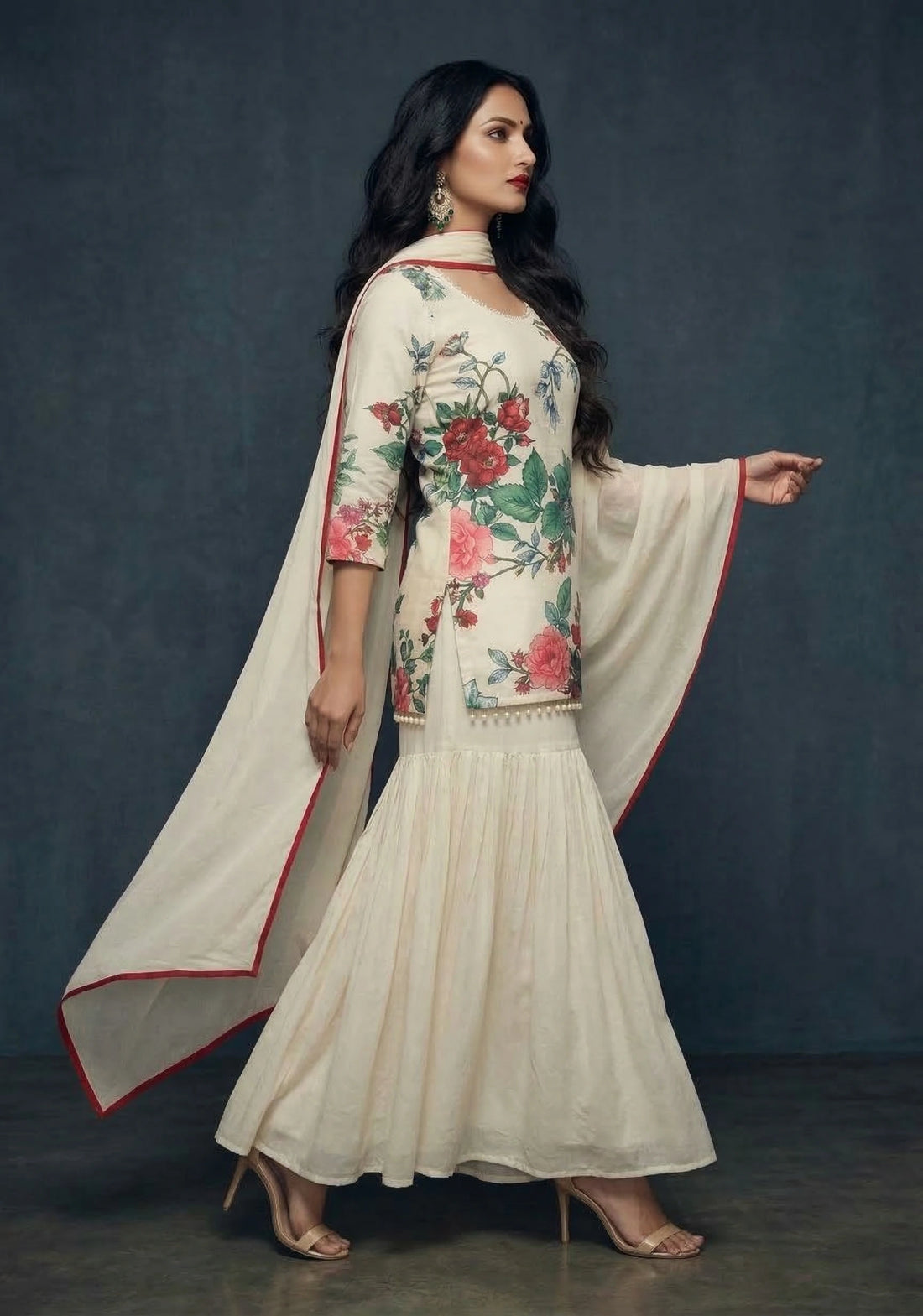 Ivory Bloom Sharara Set