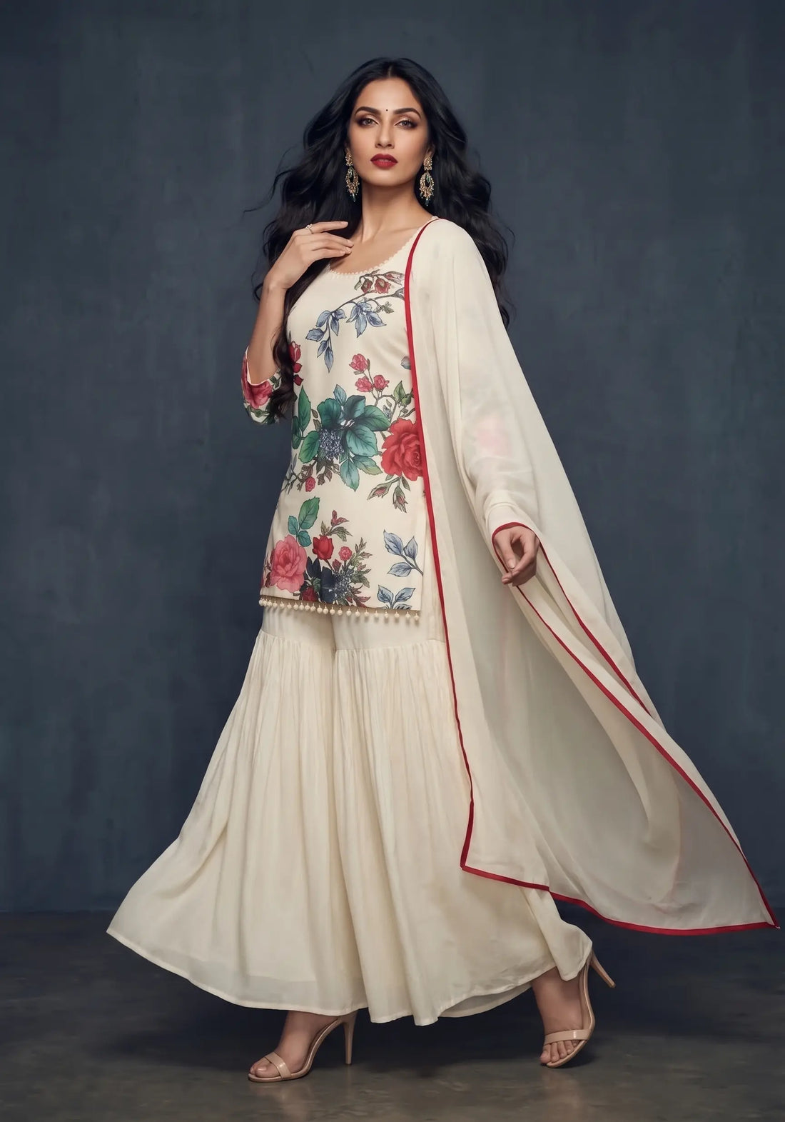 Ivory Bloom Sharara Set