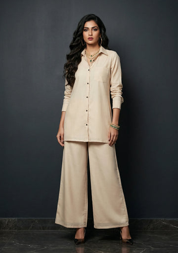 Beige Ease Mull Cotton Co-ord Set