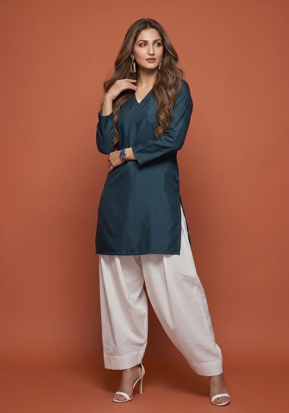 Midnight Teal Straight Kurti Set