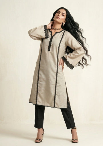 Sand Noir Lace Kurti Set