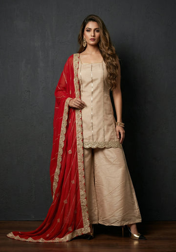 Royal Gold Festive Kurta Palazzo Set