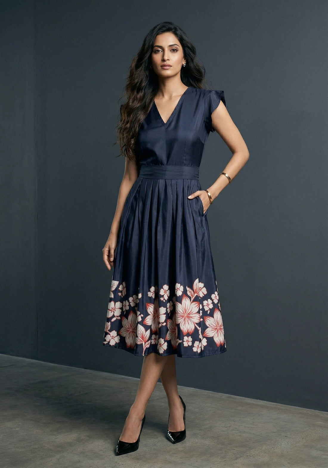 Bloomline Frill Roman Silk Dress