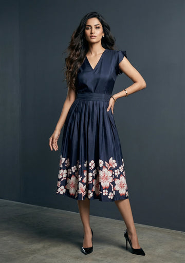 Bloomline Frill Roman Silk Dress