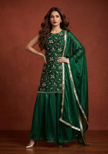 Emerald Elegance Sharara Set