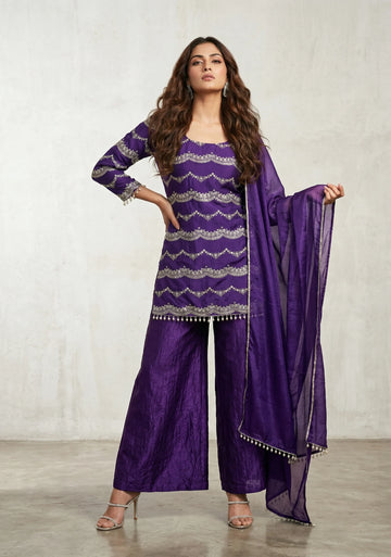 Royal Violet Embroidered Kurta Set