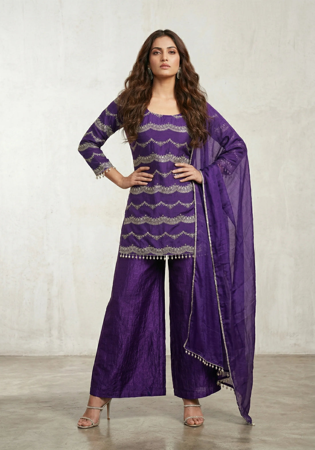 Royal Violet Embroidered Kurta Set