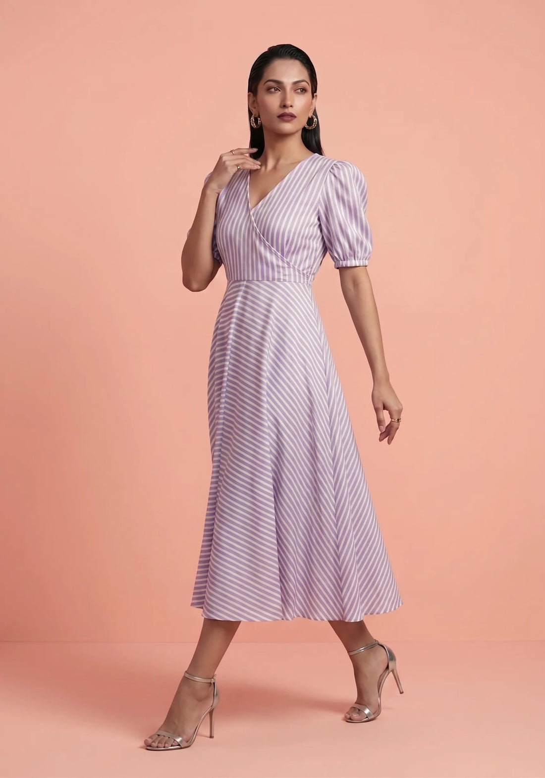 Lavender Stripe Midi Dress