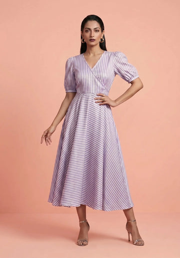 Lavender Stripe Midi Dress
