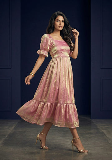 Blush Glow Tiered Midi Dress