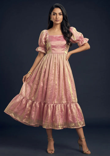 Blush Glow Tiered Midi Dress