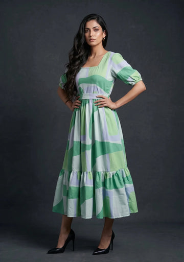 Mint Muse Tiered  Midi Dress