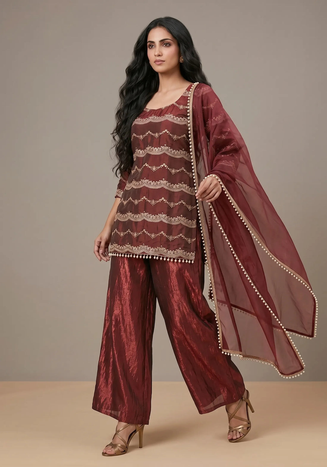 Ruby Regal Embroidered Kurta Set