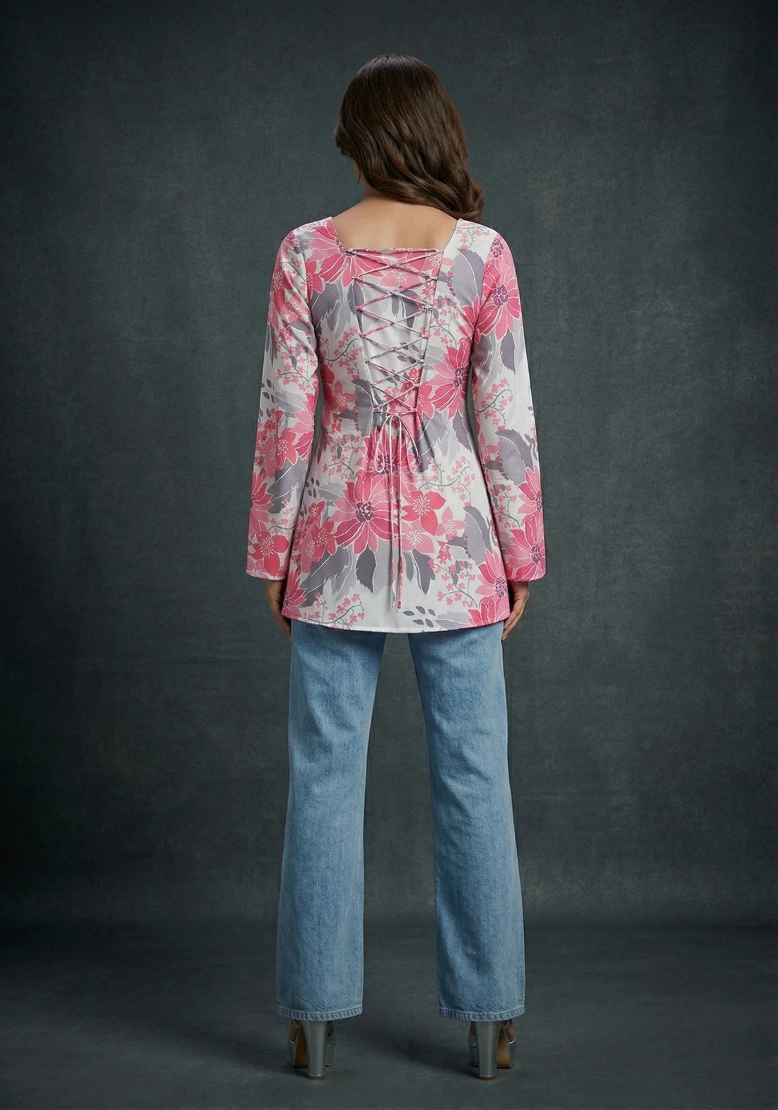 Blush Bloom Lace-Up Top