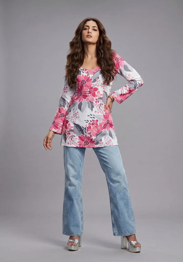 Blush Bloom Lace-Up Top