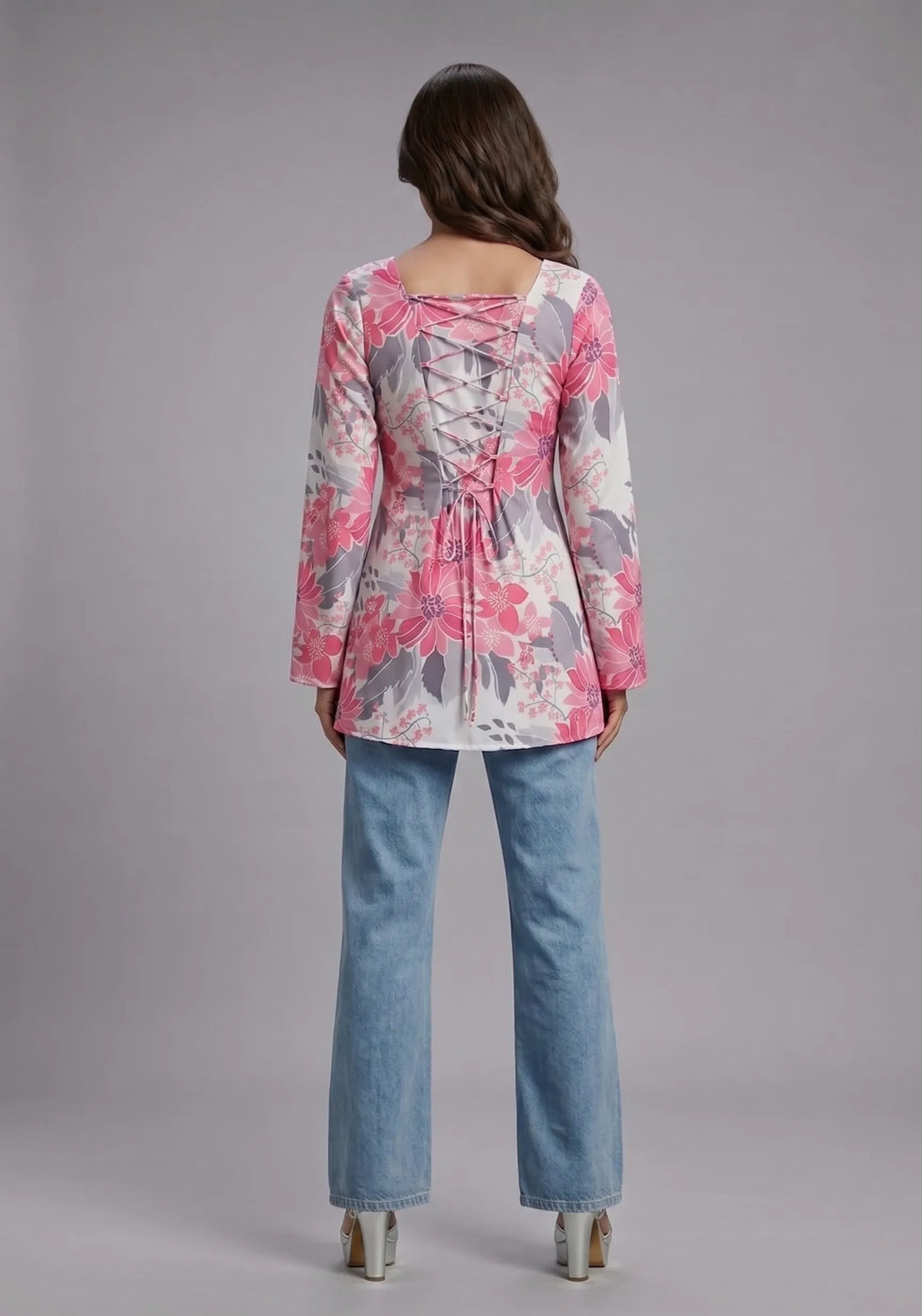 Blush Bloom Lace-Up Top