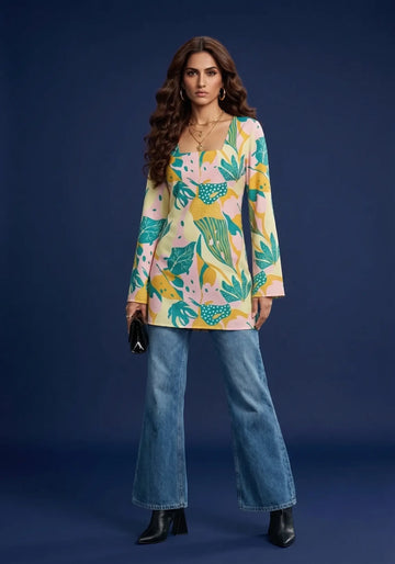 Tropical Muse Lace-Up Top