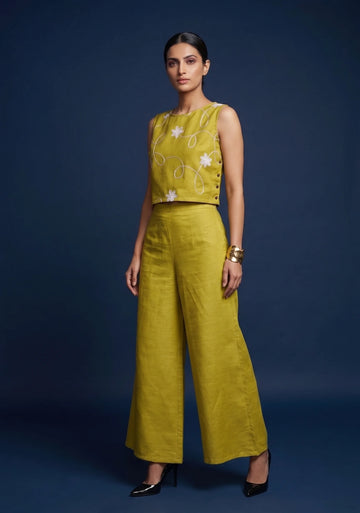 Mustard Bloom Embroidered Co-Ord Set